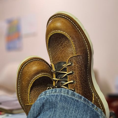 View photo of Truman Moc Toe in Cognac Shrunken Bison