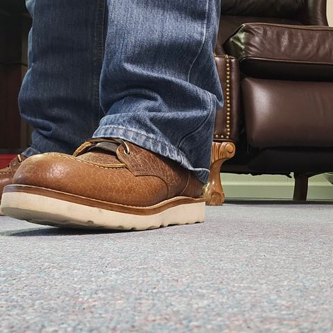 View photo of Truman Moc Toe in Cognac Shrunken Bison