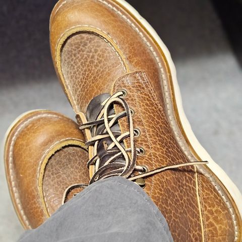 View photo of Truman Moc Toe in Cognac Shrunken Bison