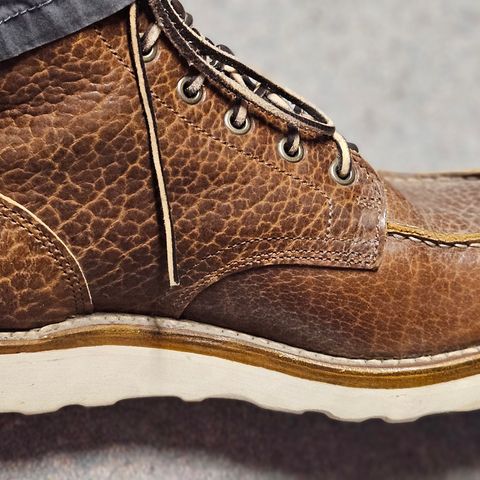 View photo of Truman Moc Toe in Cognac Shrunken Bison