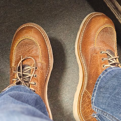 View photo of Truman Moc Toe in Cognac Shrunken Bison