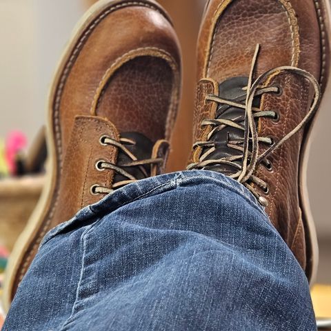 View photo of Truman Moc Toe in Cognac Shrunken Bison