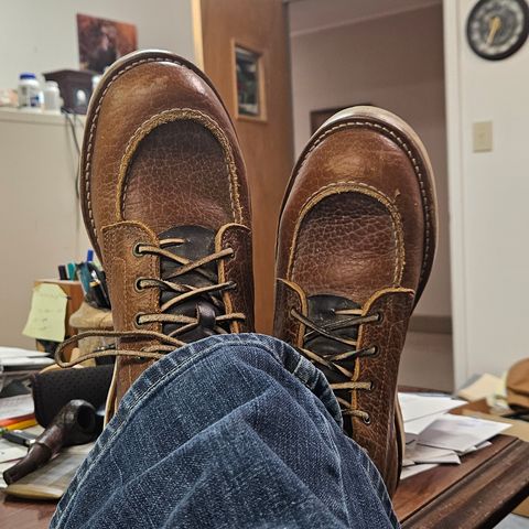 Truman Moc Toe in Cognac Shrunken Bison