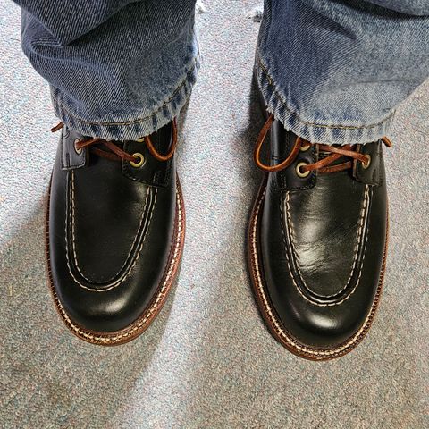 View photo of Grant Stone Brass Boot in Horween Black Chromexcel