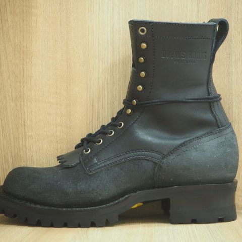 Drew's 8-Inch Logger in Black Smooth & Black Roughout