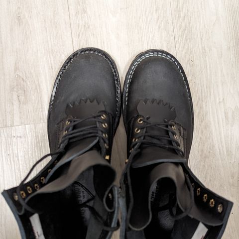 Drew's 8-Inch Logger in Black Smooth & Black Roughout
