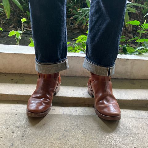 View photo of Raland Bootmaker Engineer Boot in Tarnsjo Garveri Vegetable Tanned Horsehide