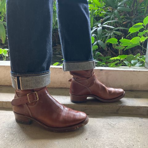 View photo of Raland Bootmaker Engineer Boot in Tarnsjo Garveri Vegetable Tanned Horsehide