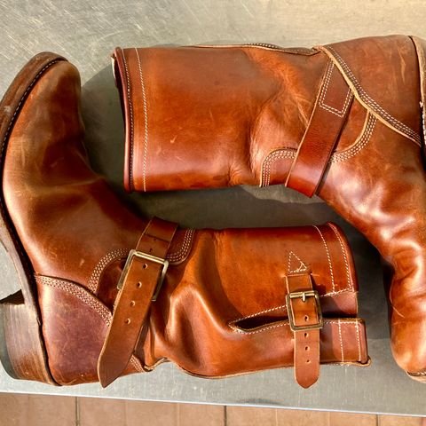 View photo of Raland Bootmaker Engineer Boot in Tarnsjo Garveri Vegetable Tanned Horsehide