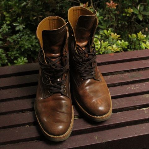 Sagara Sagara / Marine Dress Boots in Rocado Brown Marbled Shell Cordovan