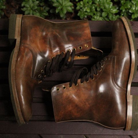 Sagara Sagara / Marine Dress Boots in Rocado Brown Marbled Shell Cordovan