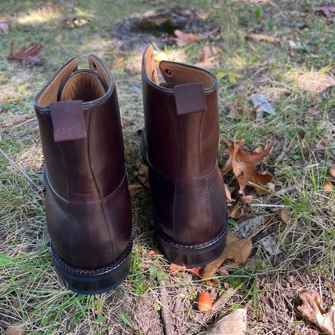 View photo of Beckett Simonon Elliot Balmoral Boots in Gruppo Mastrotto Brown Full-Grain Calfskin