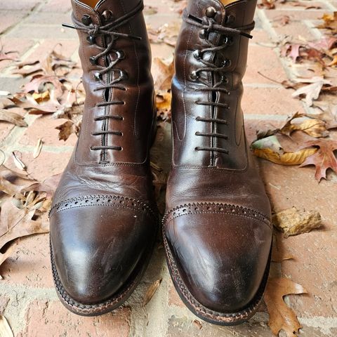 View photo of Beckett Simonon Elliot Balmoral Boots in Gruppo Mastrotto Brown Full-Grain Calfskin