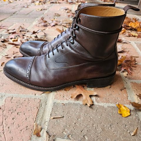 View photo of Beckett Simonon Elliot Balmoral Boots in Gruppo Mastrotto Brown Full-Grain Calfskin