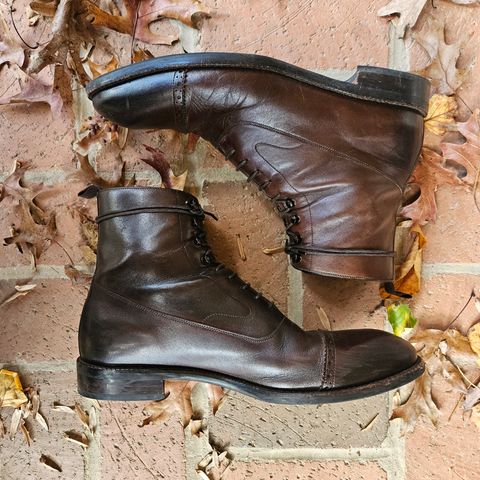 View photo of Beckett Simonon Elliot Balmoral Boots in Gruppo Mastrotto Brown Full-Grain Calfskin