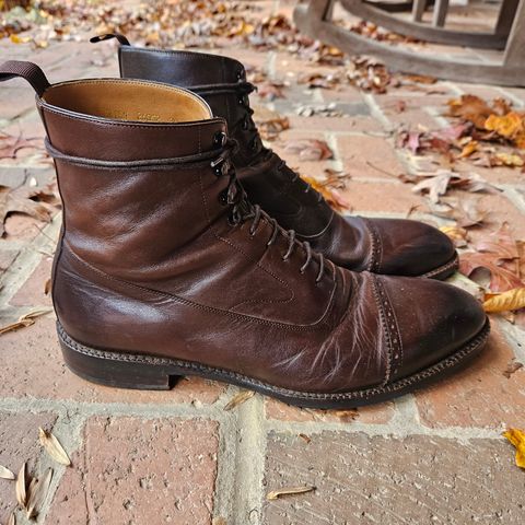 View photo of Beckett Simonon Elliot Balmoral Boots in Gruppo Mastrotto Brown Full-Grain Calfskin