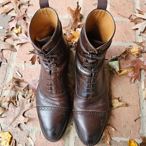 View photo of Beckett Simonon Elliot Balmoral Boots in Gruppo Mastrotto Brown Full-Grain Calfskin