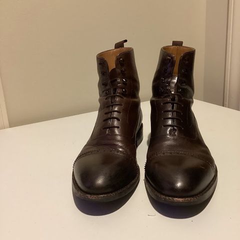 View photo of Beckett Simonon Elliot Balmoral Boots in Gruppo Mastrotto Brown Full-Grain Calfskin