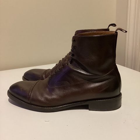 View photo of Beckett Simonon Elliot Balmoral Boots in Gruppo Mastrotto Brown Full-Grain Calfskin