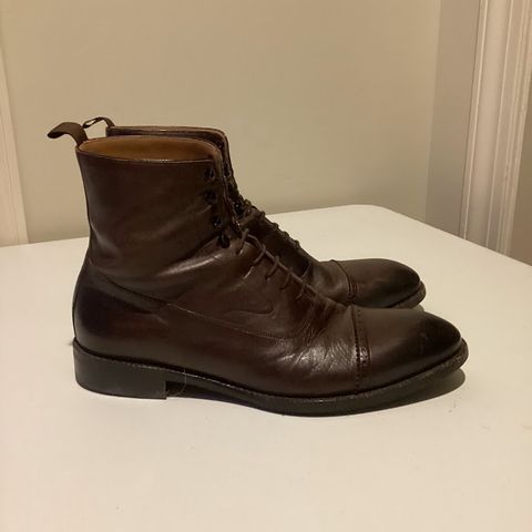 View photo of Beckett Simonon Elliot Balmoral Boots in Gruppo Mastrotto Brown Full-Grain Calfskin