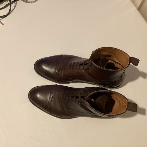 View photo of Beckett Simonon Elliot Balmoral Boots in Gruppo Mastrotto Brown Full-Grain Calfskin