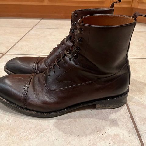 View photo of Beckett Simonon Elliot Balmoral Boots in Gruppo Mastrotto Brown Full-Grain Calfskin