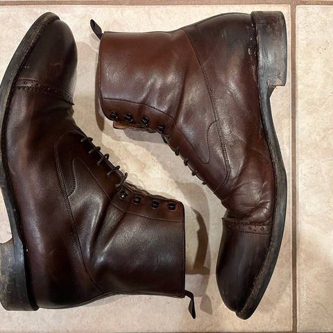 View photo of Beckett Simonon Elliot Balmoral Boots in Gruppo Mastrotto Brown Full-Grain Calfskin