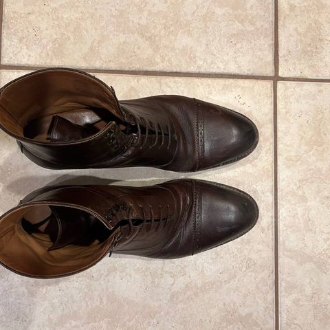 View photo of Beckett Simonon Elliot Balmoral Boots in Gruppo Mastrotto Brown Full-Grain Calfskin