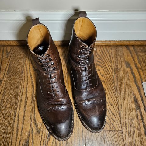 View photo of Beckett Simonon Elliot Balmoral Boots in Gruppo Mastrotto Brown Full-Grain Calfskin