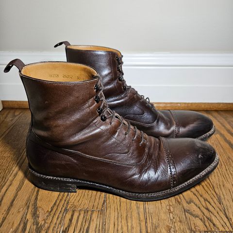 View photo of Beckett Simonon Elliot Balmoral Boots in Gruppo Mastrotto Brown Full-Grain Calfskin