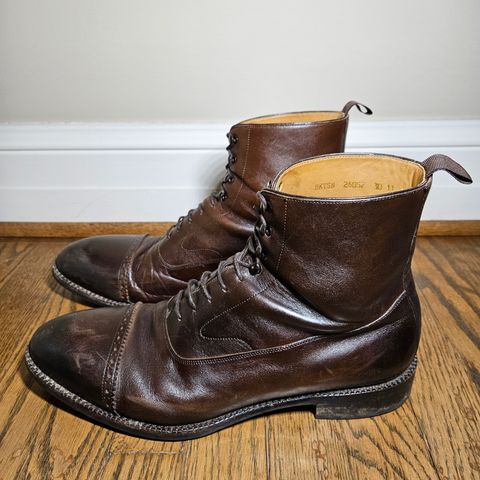 View photo of Beckett Simonon Elliot Balmoral Boots in Gruppo Mastrotto Brown Full-Grain Calfskin