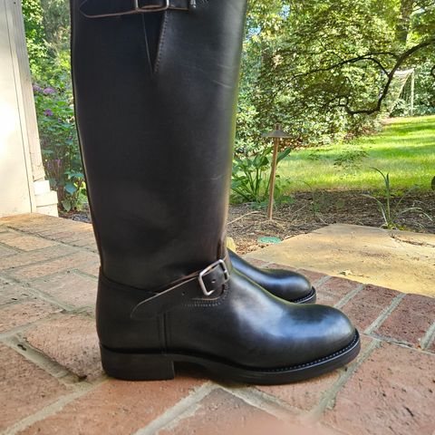 View photo of Black Sign Aviator Boots in Black Teacore Horsebutt