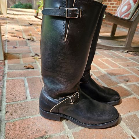 View photo of Black Sign Aviator Boots in Black Teacore Horsebutt