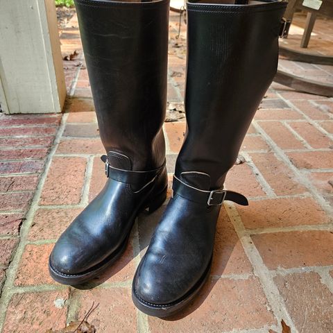 View photo of Black Sign Aviator Boots in Black Teacore Horsebutt