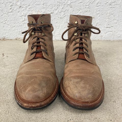 View photo of Grant Stone Diesel Boot in C.F. Stead Natural Waxy Commander Suede