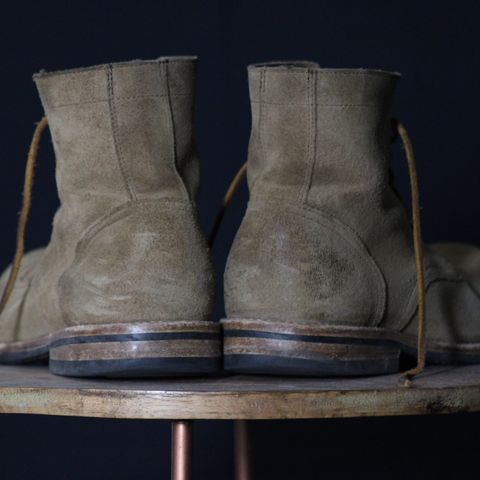 View photo of Oak Street Bootmakers Trench Boot in Horween Natural Chromexcel Roughout