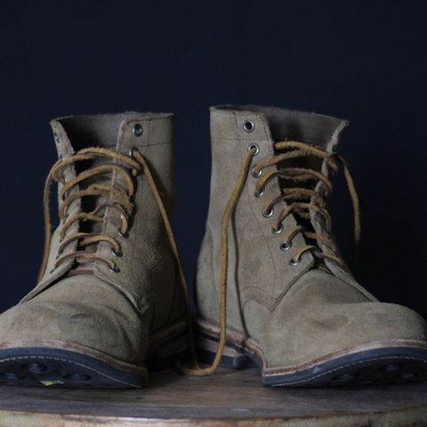 View photo of Oak Street Bootmakers Trench Boot in Horween Natural Chromexcel Roughout