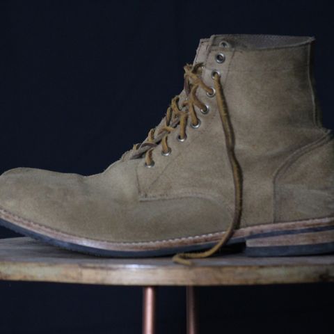 View photo of Oak Street Bootmakers Trench Boot in Horween Natural Chromexcel Roughout