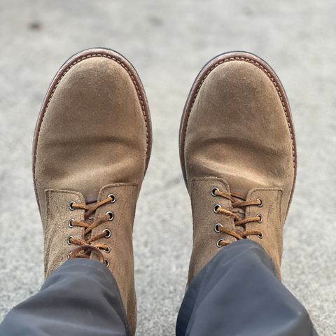 View photo of Oak Street Bootmakers Trench Boot in Horween Natural Chromexcel Roughout