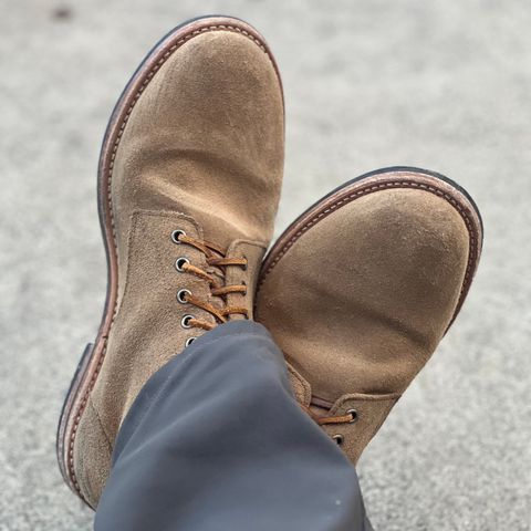 View photo of Oak Street Bootmakers Trench Boot in Horween Natural Chromexcel Roughout