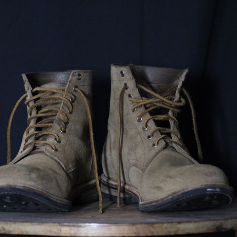 View photo of Oak Street Bootmakers Trench Boot in Horween Natural Chromexcel Roughout