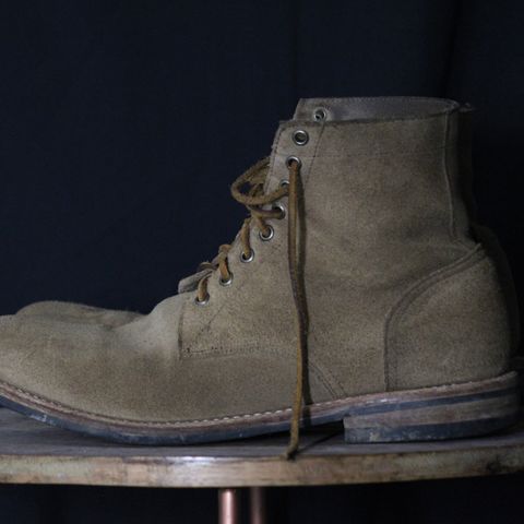 View photo of Oak Street Bootmakers Trench Boot in Horween Natural Chromexcel Roughout