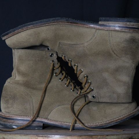 View photo of Oak Street Bootmakers Trench Boot in Horween Natural Chromexcel Roughout