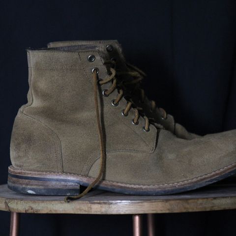 View photo of Oak Street Bootmakers Trench Boot in Horween Natural Chromexcel Roughout