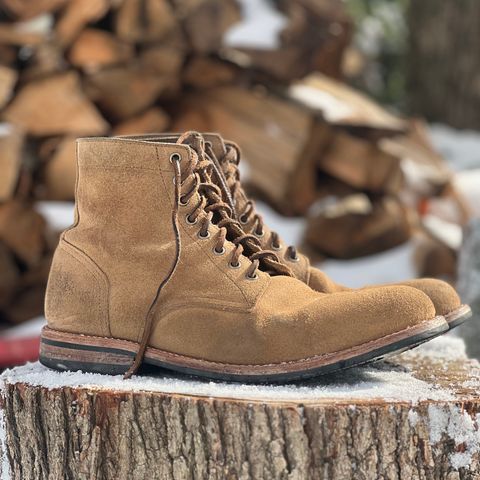 View photo of Oak Street Bootmakers Trench Boot in Horween Natural Chromexcel Roughout