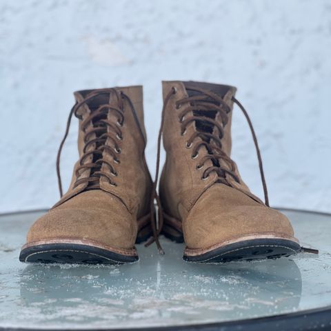 View photo of Oak Street Bootmakers Trench Boot in Horween Natural Chromexcel Roughout