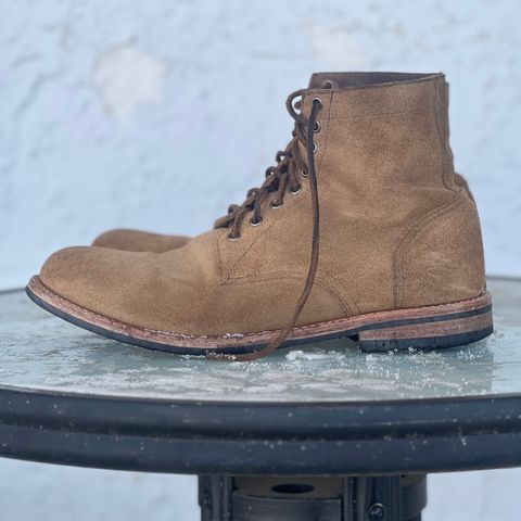 View photo of Oak Street Bootmakers Trench Boot in Horween Natural Chromexcel Roughout