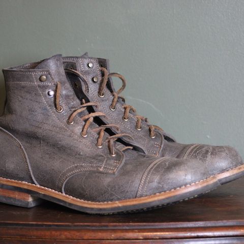 View photo of Truman Cap Toe Boot in C. F. Stead Smokey Gray Waxy Mohawk