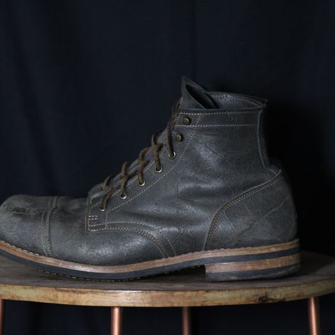 View photo of Truman Cap Toe Boot in C. F. Stead Smokey Gray Waxy Mohawk