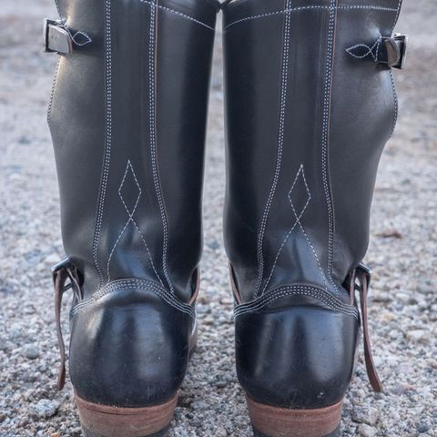 View photo of Prof Barnets Bulky Neocliffwood Engineer Boots in Maryam Black Teacore TPR Horsebutt